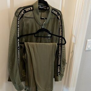 Karl Lagerfeld Paris Size Xl Track set. Pants are NWT Color Olive black gold